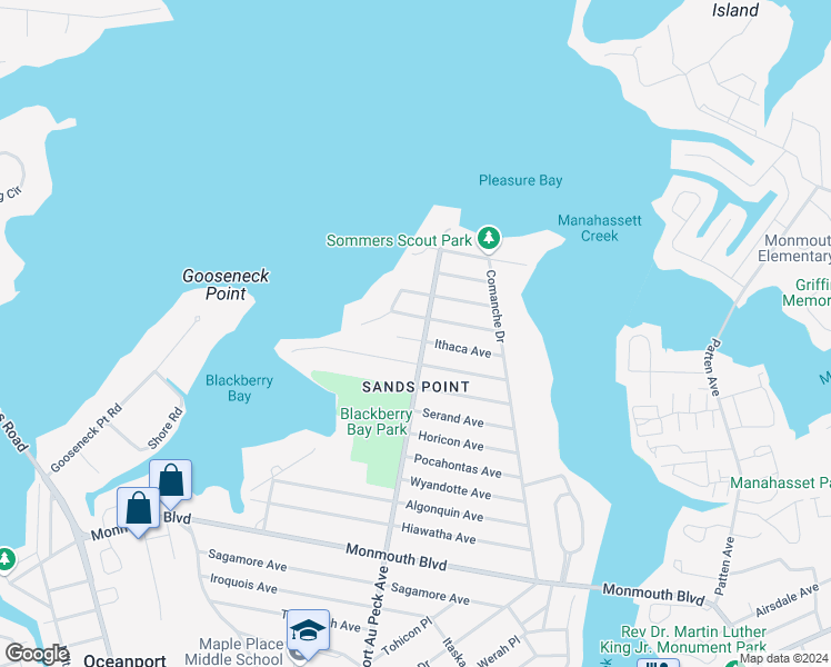 map of restaurants, bars, coffee shops, grocery stores, and more near 500 Port Au Peck Avenue in Oceanport