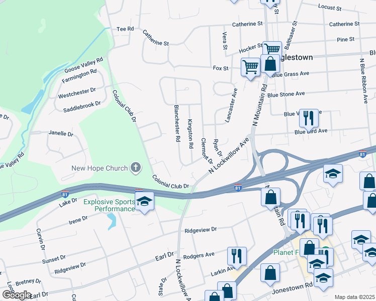 map of restaurants, bars, coffee shops, grocery stores, and more near 514 Kingston Road in Harrisburg