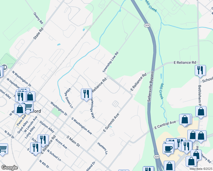 map of restaurants, bars, coffee shops, grocery stores, and more near 33 Centennial Road in Telford