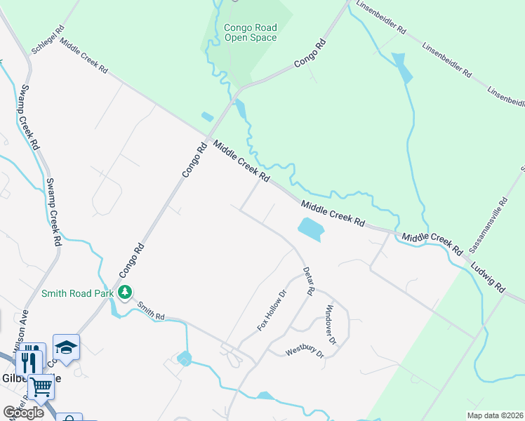 map of restaurants, bars, coffee shops, grocery stores, and more near 25 Blue Ridge Drive in Gilbertsville