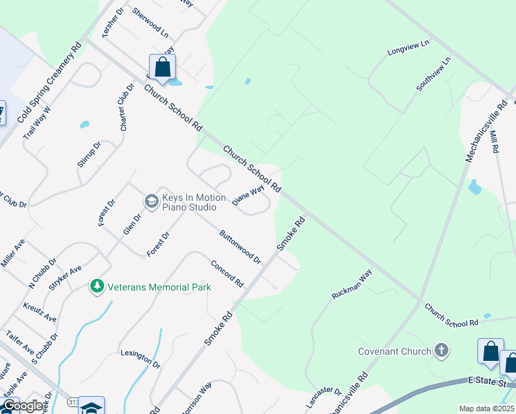 map of restaurants, bars, coffee shops, grocery stores, and more near 3568 Windridge Drive in Doylestown