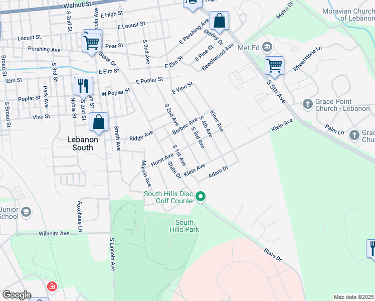 map of restaurants, bars, coffee shops, grocery stores, and more near 1001 South 2nd Avenue in Lebanon