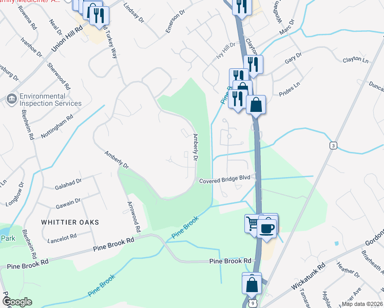 map of restaurants, bars, coffee shops, grocery stores, and more near 151 Amberly Drive in Manalapan Township
