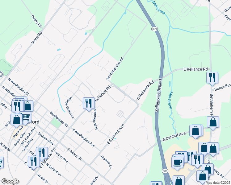 map of restaurants, bars, coffee shops, grocery stores, and more near 54 Centennial Road in Telford