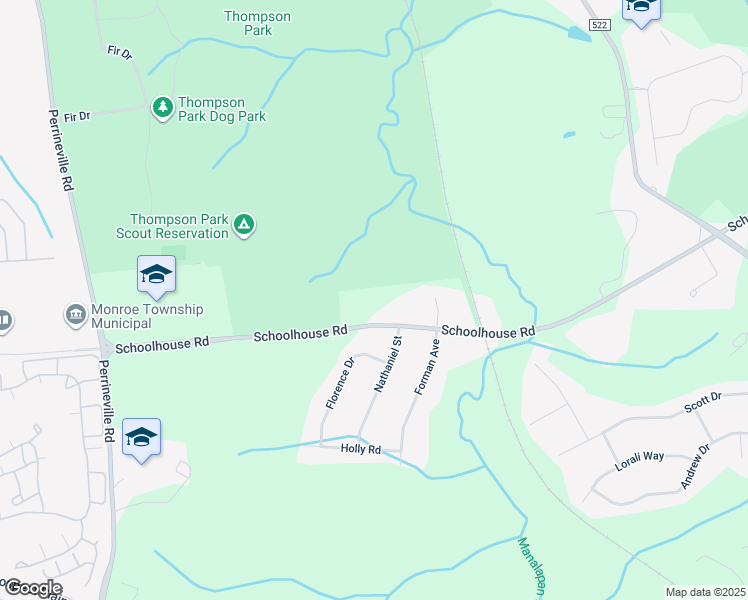 map of restaurants, bars, coffee shops, grocery stores, and more near 302 Schoolhouse Road in Monroe Township