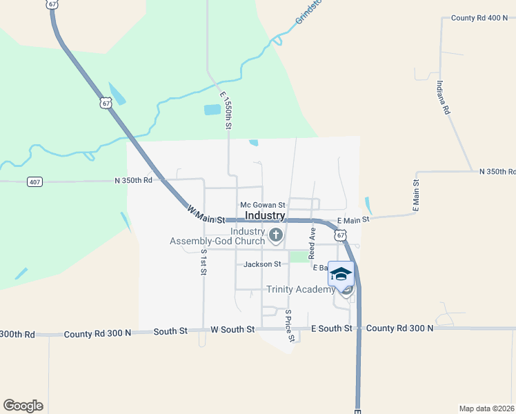 map of restaurants, bars, coffee shops, grocery stores, and more near in Industry