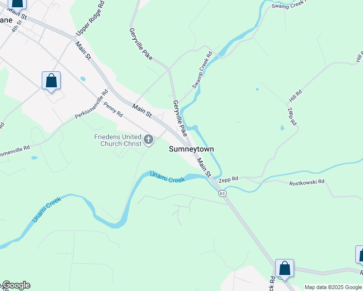 map of restaurants, bars, coffee shops, grocery stores, and more near 3167 Main Street in Green Lane