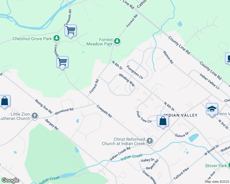 map of restaurants, bars, coffee shops, grocery stores, and more near 101 Abbey Lane in Telford