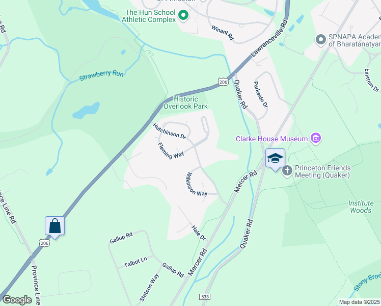 map of restaurants, bars, coffee shops, grocery stores, and more near 19 Fleming Way in Princeton