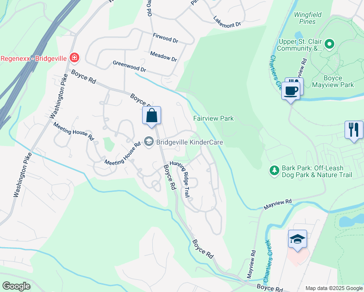 map of restaurants, bars, coffee shops, grocery stores, and more near 2898 Willowick Court in Bridgeville