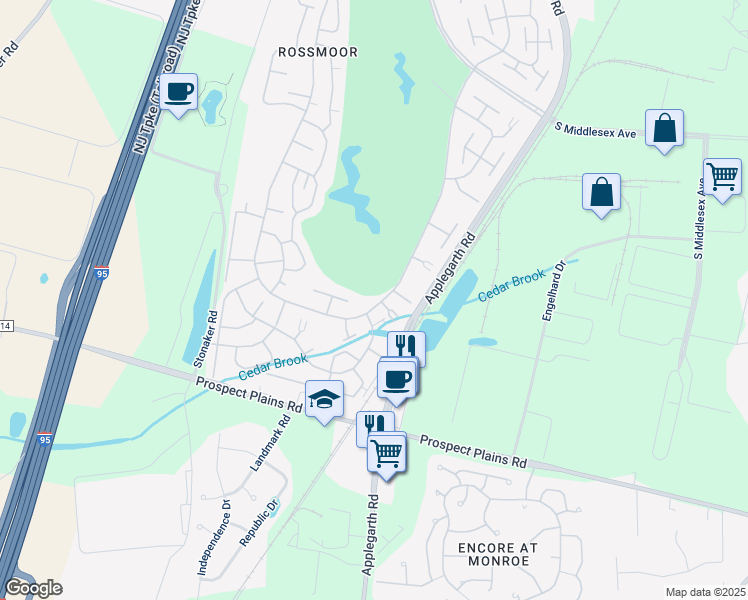 map of restaurants, bars, coffee shops, grocery stores, and more near 741B Nautilus Court in Monroe Township