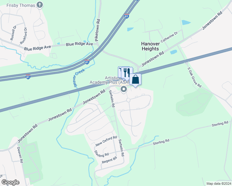 map of restaurants, bars, coffee shops, grocery stores, and more near 20 Bradford Boulevard in Harrisburg