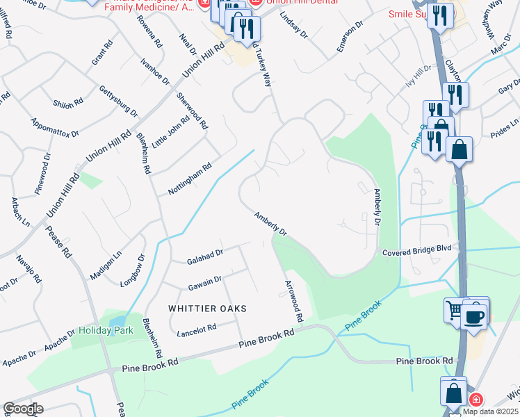 map of restaurants, bars, coffee shops, grocery stores, and more near 113 Amberly Drive in Manalapan Township