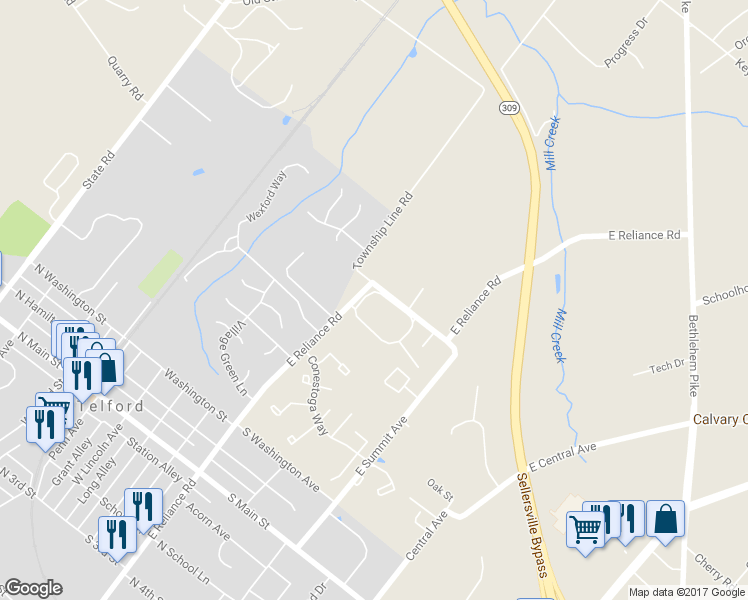 map of restaurants, bars, coffee shops, grocery stores, and more near 44 Centennial Road in Telford
