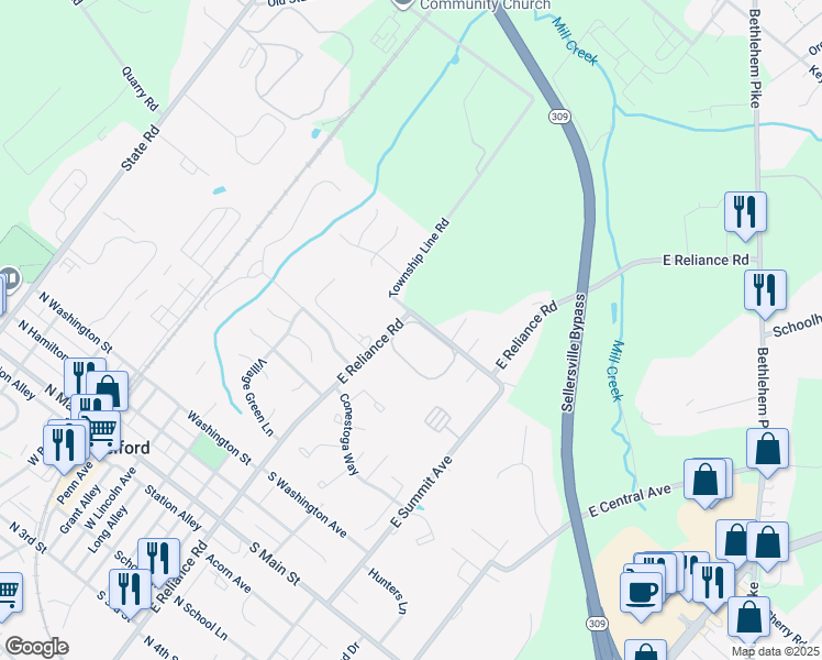 map of restaurants, bars, coffee shops, grocery stores, and more near 44 Centennial Road in Telford