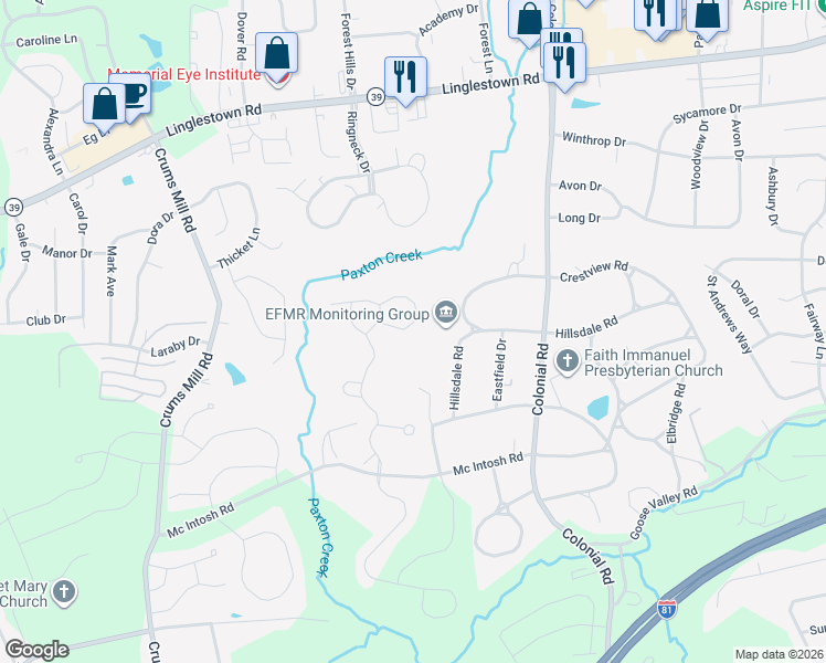 map of restaurants, bars, coffee shops, grocery stores, and more near 4295 Secretariat Street in Harrisburg