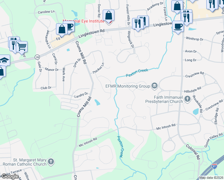 map of restaurants, bars, coffee shops, grocery stores, and more near 2014 Laura Lane in Harrisburg