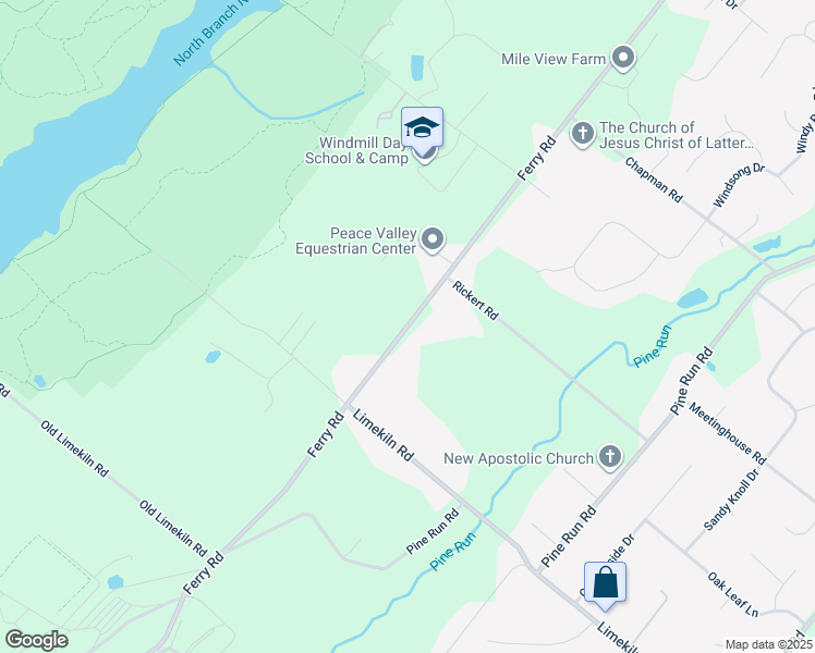 map of restaurants, bars, coffee shops, grocery stores, and more near 1061 Ferry Road in Doylestown