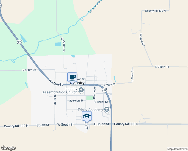 map of restaurants, bars, coffee shops, grocery stores, and more near 200-208 Reed Street in Industry
