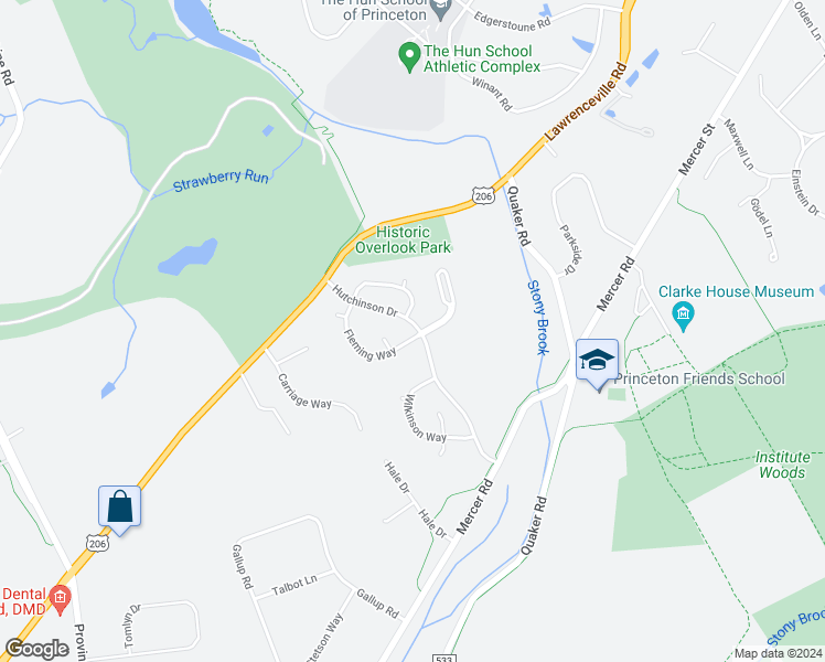 map of restaurants, bars, coffee shops, grocery stores, and more near 19 Fleming Way in Princeton
