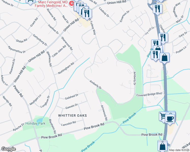 map of restaurants, bars, coffee shops, grocery stores, and more near 111 Amberly Drive in Manalapan Township