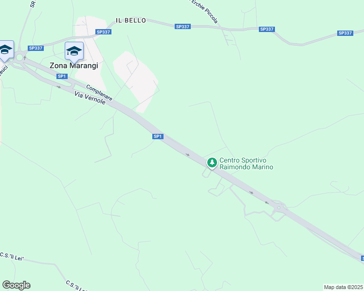 map of restaurants, bars, coffee shops, grocery stores, and more near 10 Strada Provinciale Lecce Melendugno Carpignano in Provincia di Lecce