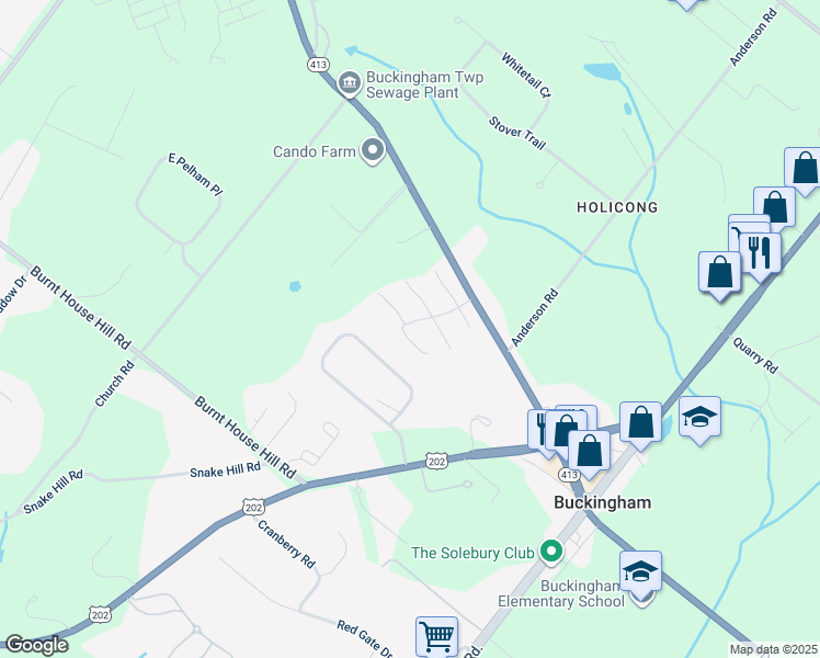 map of restaurants, bars, coffee shops, grocery stores, and more near 2809 Forge Place in Doylestown