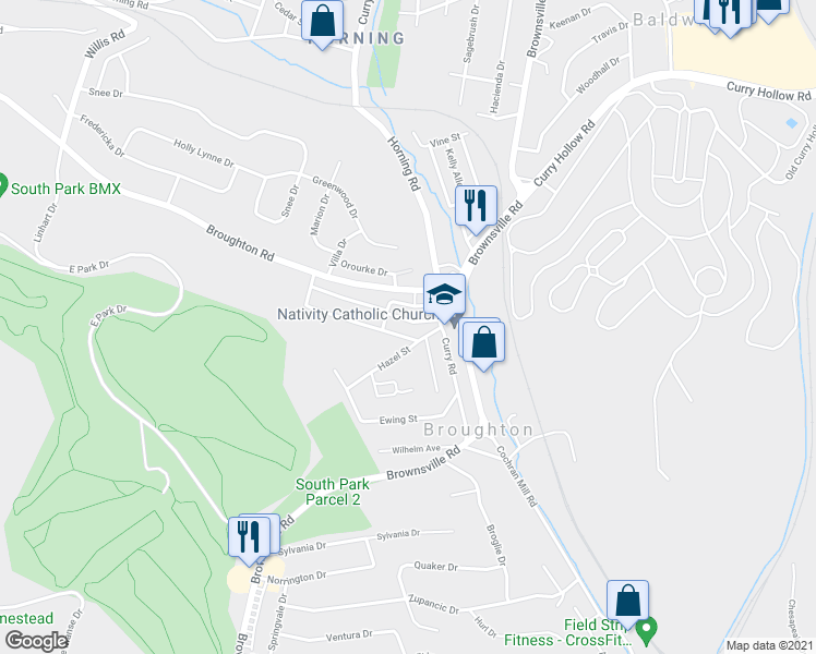 map of restaurants, bars, coffee shops, grocery stores, and more near 1192 Forest Avenue in Pittsburgh