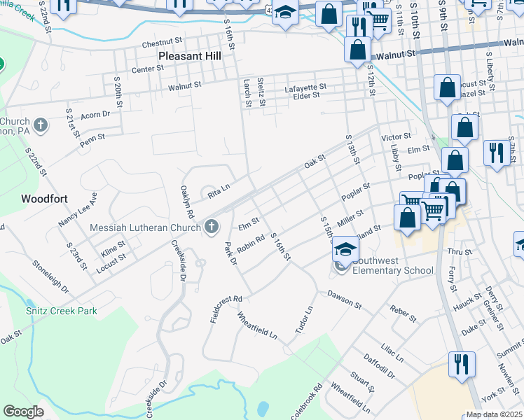 map of restaurants, bars, coffee shops, grocery stores, and more near 1569 Elm Street in Lebanon