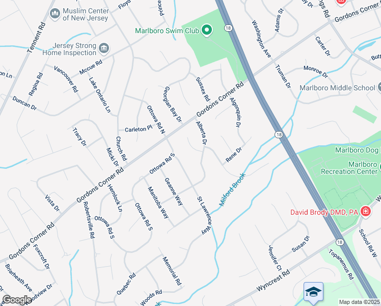 map of restaurants, bars, coffee shops, grocery stores, and more near 3 Pembroke Ct in Marlboro