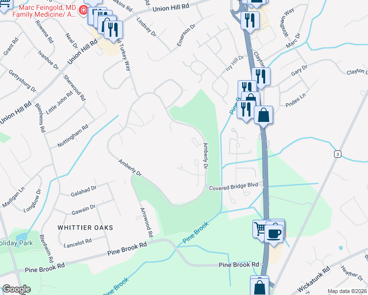map of restaurants, bars, coffee shops, grocery stores, and more near 171 Amberly Drive in Manalapan Township