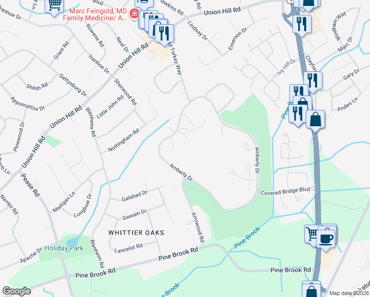 map of restaurants, bars, coffee shops, grocery stores, and more near 111 Amberly Drive in Manalapan Township