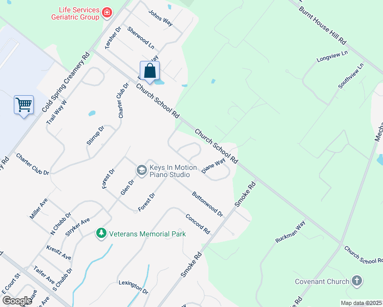 map of restaurants, bars, coffee shops, grocery stores, and more near 4036 Holly Way in Doylestown