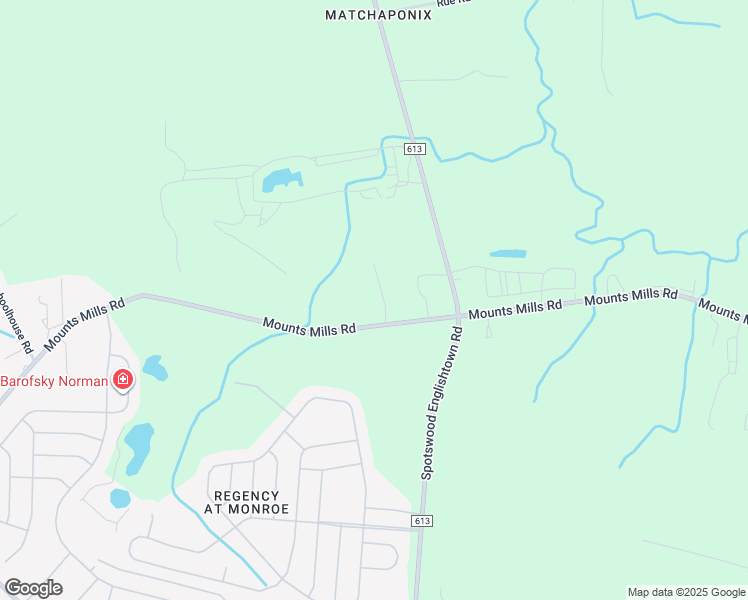 map of restaurants, bars, coffee shops, grocery stores, and more near Radford Court in Monroe Township