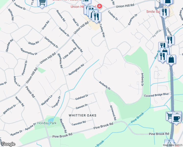 map of restaurants, bars, coffee shops, grocery stores, and more near 80 Overlook Way in Manalapan Township