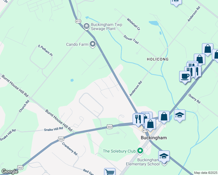 map of restaurants, bars, coffee shops, grocery stores, and more near 2805 Hearth Place in Doylestown