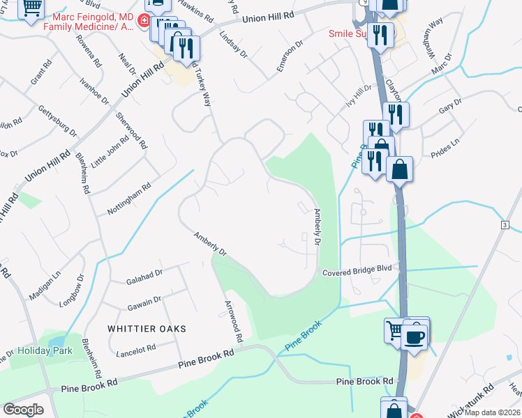 map of restaurants, bars, coffee shops, grocery stores, and more near 173 Amberly Drive in Manalapan Township