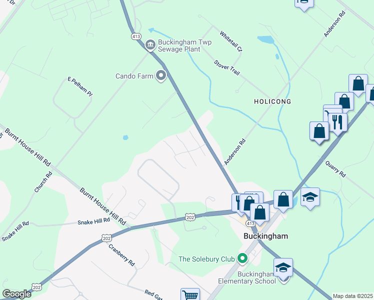map of restaurants, bars, coffee shops, grocery stores, and more near 2805 Hearth Place in Doylestown
