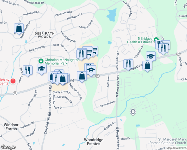 map of restaurants, bars, coffee shops, grocery stores, and more near 2338 Linglestown Road in Harrisburg