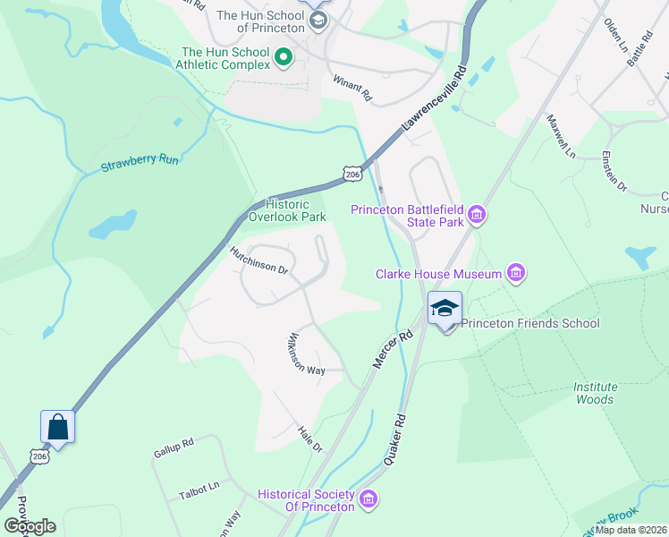 map of restaurants, bars, coffee shops, grocery stores, and more near 118 Brickhouse Road in Princeton