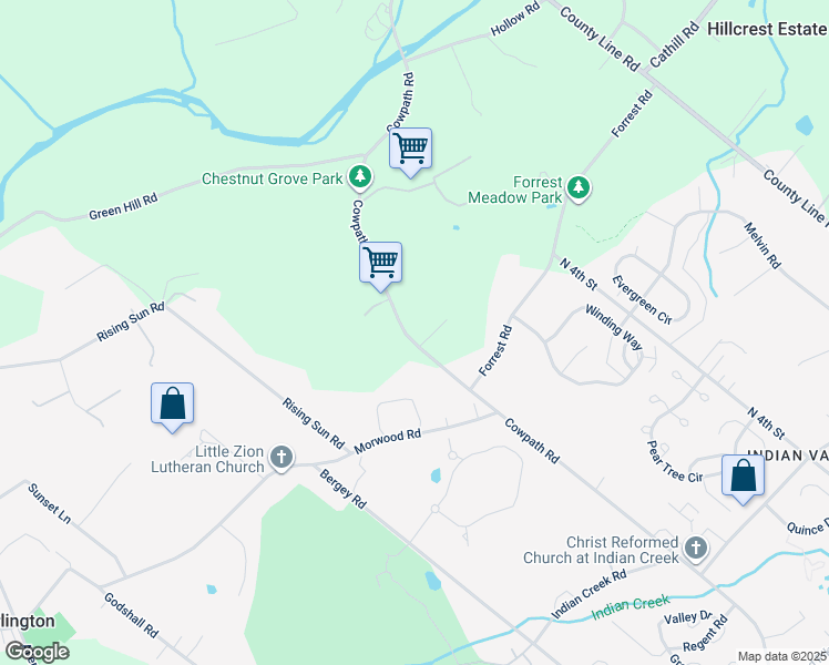 map of restaurants, bars, coffee shops, grocery stores, and more near 741 Cowpath Road in Telford