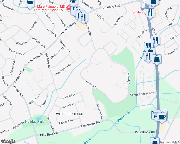 map of restaurants, bars, coffee shops, grocery stores, and more near 109 Amberly Drive in Manalapan Township