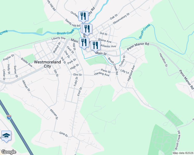 map of restaurants, bars, coffee shops, grocery stores, and more near 8458 Walthour Drive in North Huntingdon
