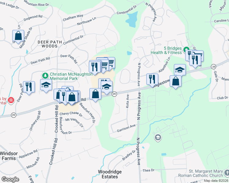 map of restaurants, bars, coffee shops, grocery stores, and more near 2405 Linglestown Road in Harrisburg