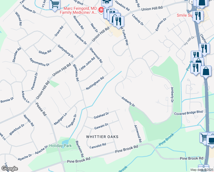 map of restaurants, bars, coffee shops, grocery stores, and more near 64 Overlook Way in Manalapan Township