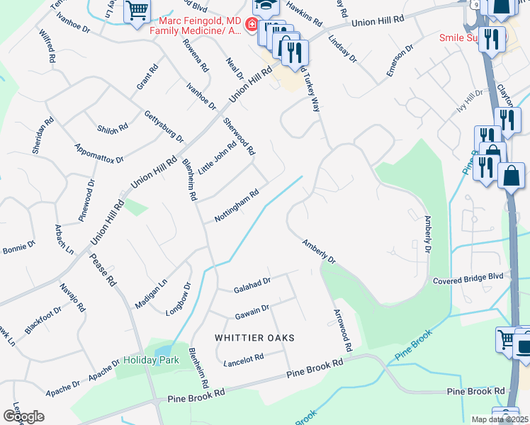 map of restaurants, bars, coffee shops, grocery stores, and more near 64 Overlook Way in Manalapan Township