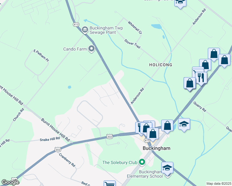 map of restaurants, bars, coffee shops, grocery stores, and more near 2819 Bellows Place in Doylestown