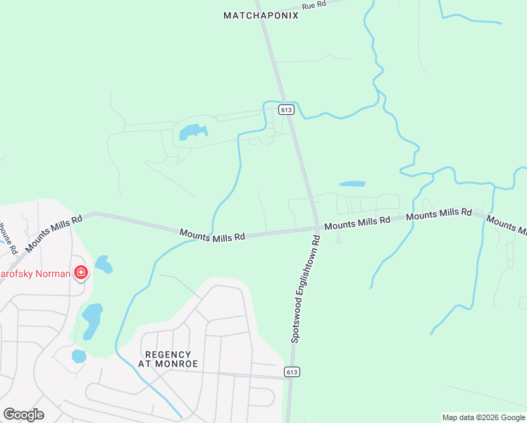map of restaurants, bars, coffee shops, grocery stores, and more near Mounts Mills Road in Monroe Township