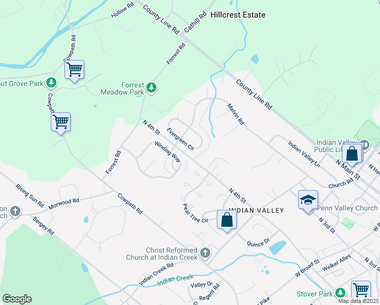 map of restaurants, bars, coffee shops, grocery stores, and more near 811 Evergreen Circle in Telford