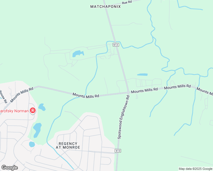 map of restaurants, bars, coffee shops, grocery stores, and more near Radford Court in Monroe Township